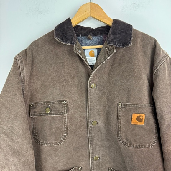 Vintage Carhartt Blanket Lined Chore Barn Jacket C02CHT Coat Brown Sz Large - Picture 5 of 16